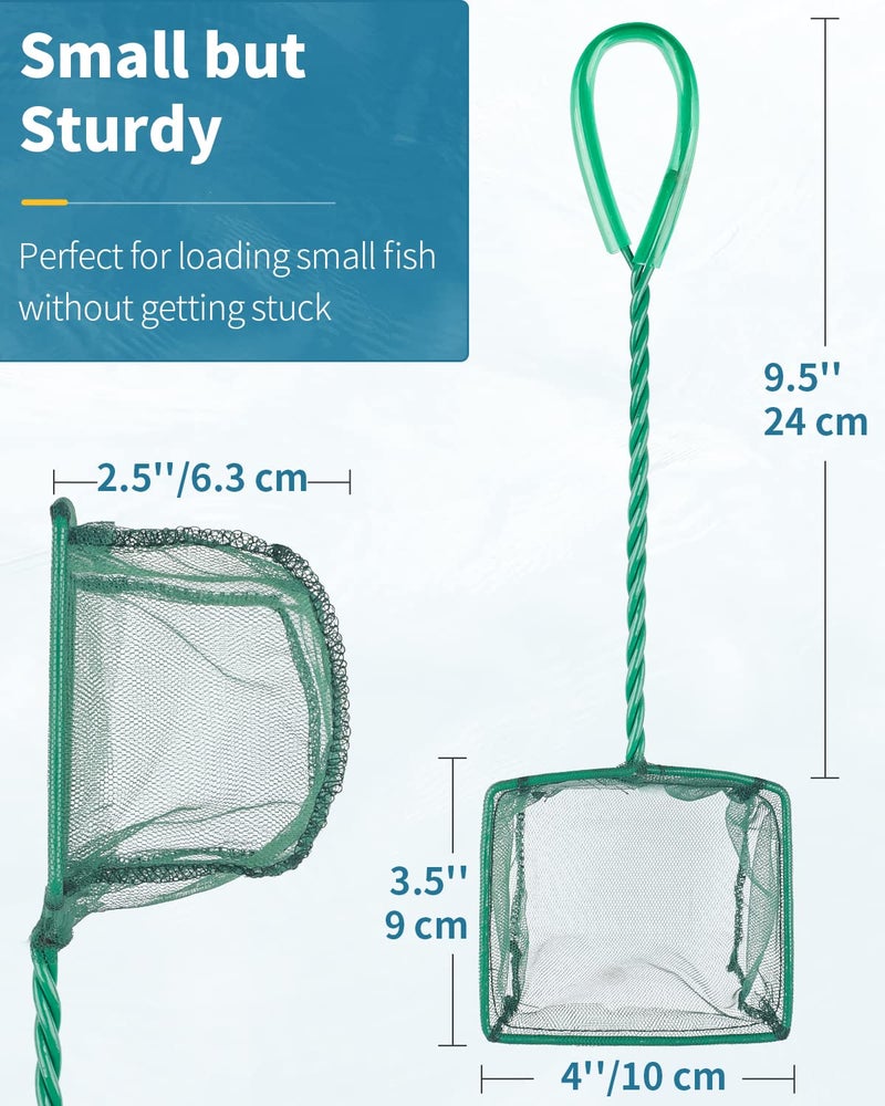 Pawfly 4 Inch Aquarium Fish Net with Braided Metal Handle Small Square Net with Soft Fine Mesh Sludge Food Residue Wastes Skimming Cleaning Net for Fish Tanks Small Koi Ponds and Pools - Image 3
